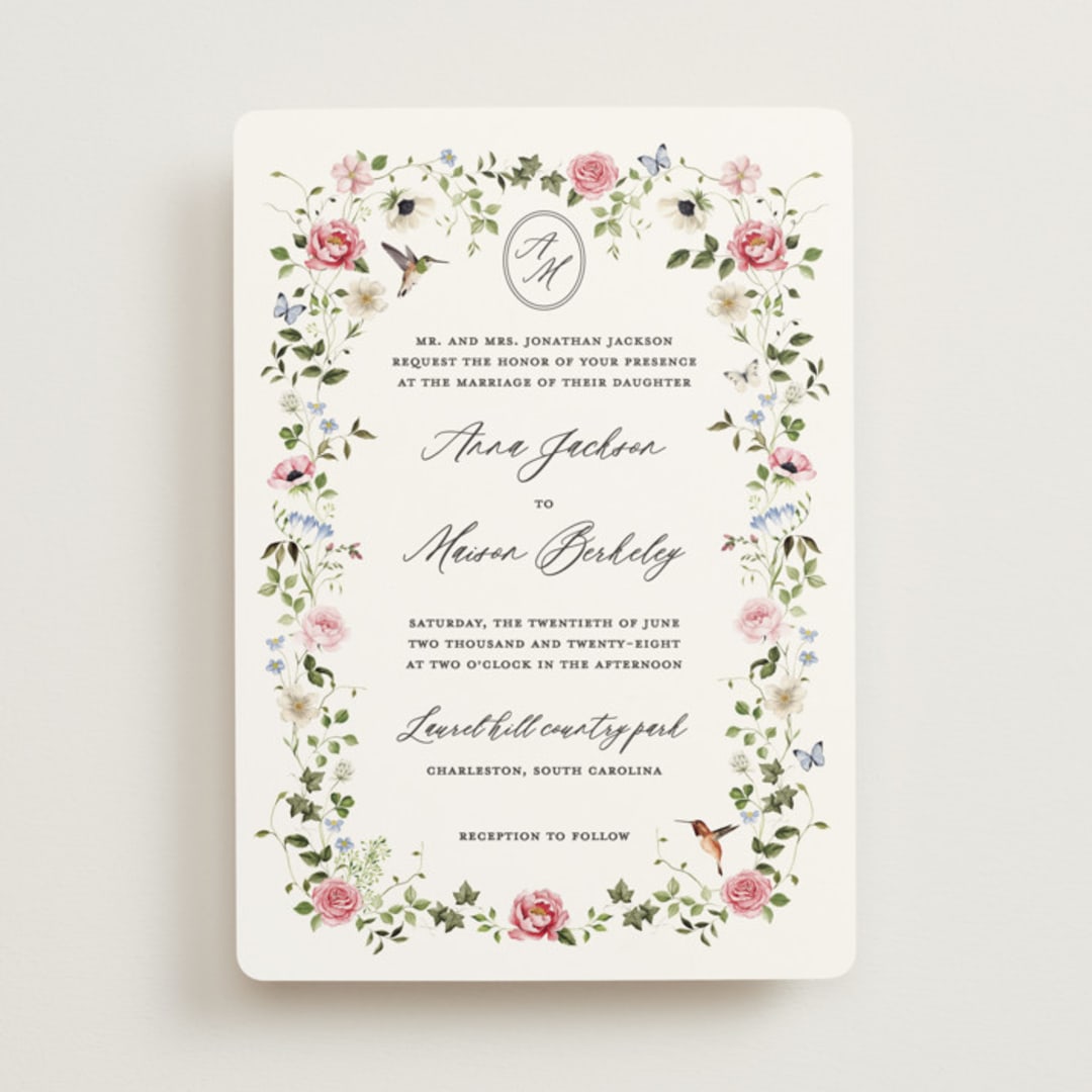 "Ornate" - Wedding Invitations in Peony by Sarah Knight - Front