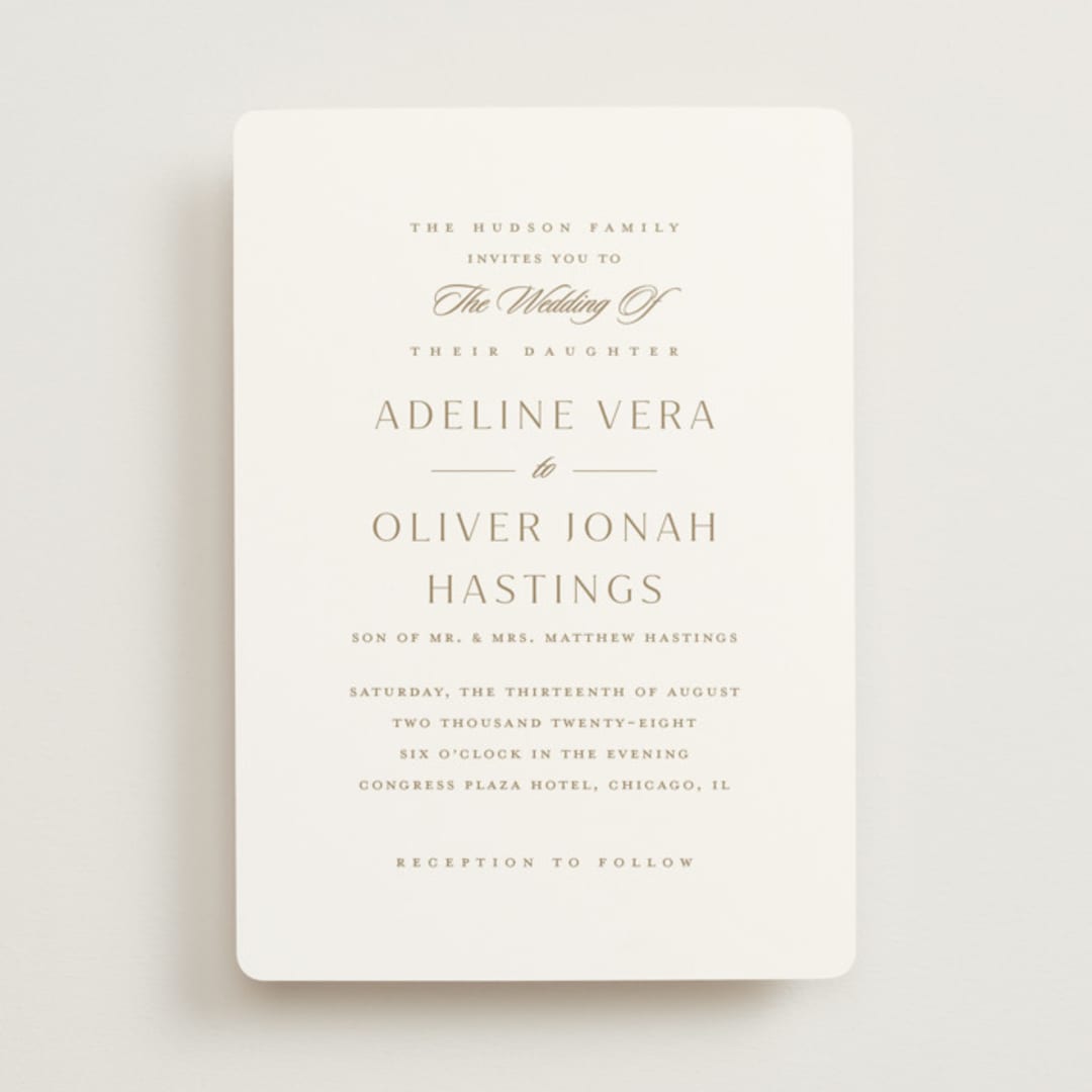 "Classic decorum" - Wedding Invitations in Golden by Stacey Meacham - Front