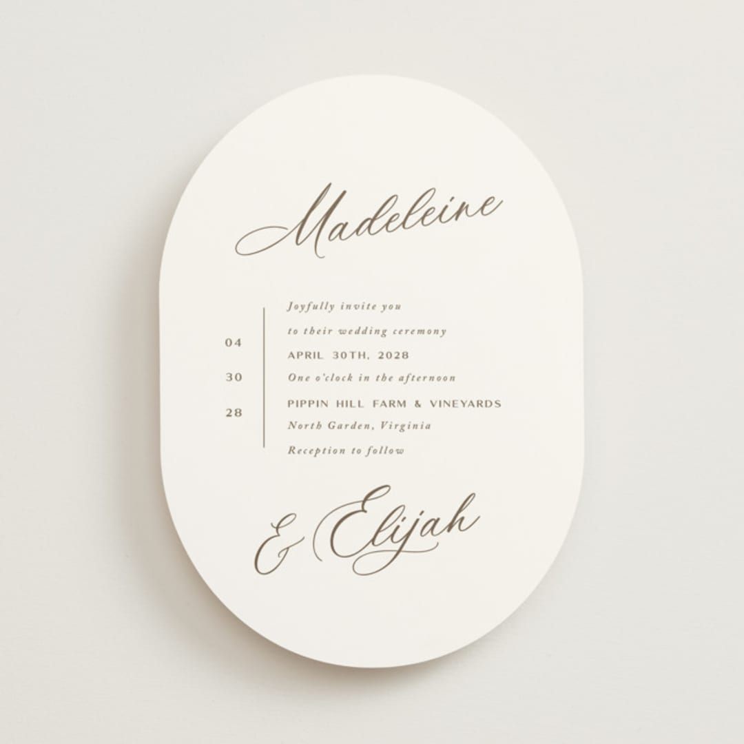 "Whimsy" - Wedding Invitations in Latte by Cara Scott - Front