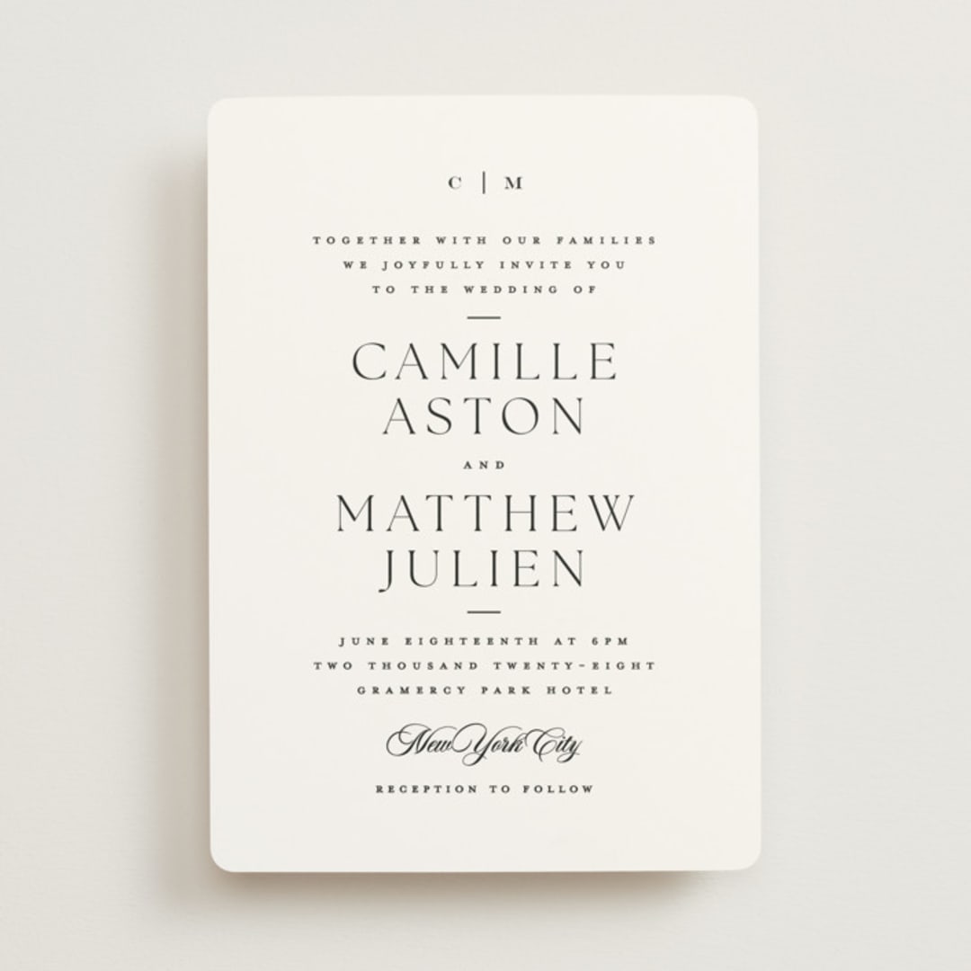 "Gwenyth" - Wedding Invitations in Onyx by Kristie Kern - Front