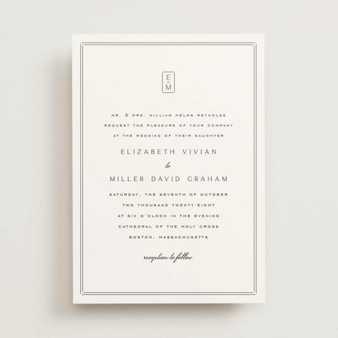 "Stripe Bevel" - Wedding Invitations in Salt by Amy Kross - Front