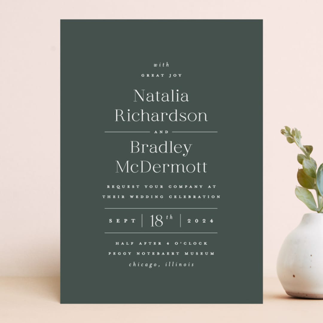 "Swanky" - Wedding Invitations in Forest by Carolyn Nicks - Front