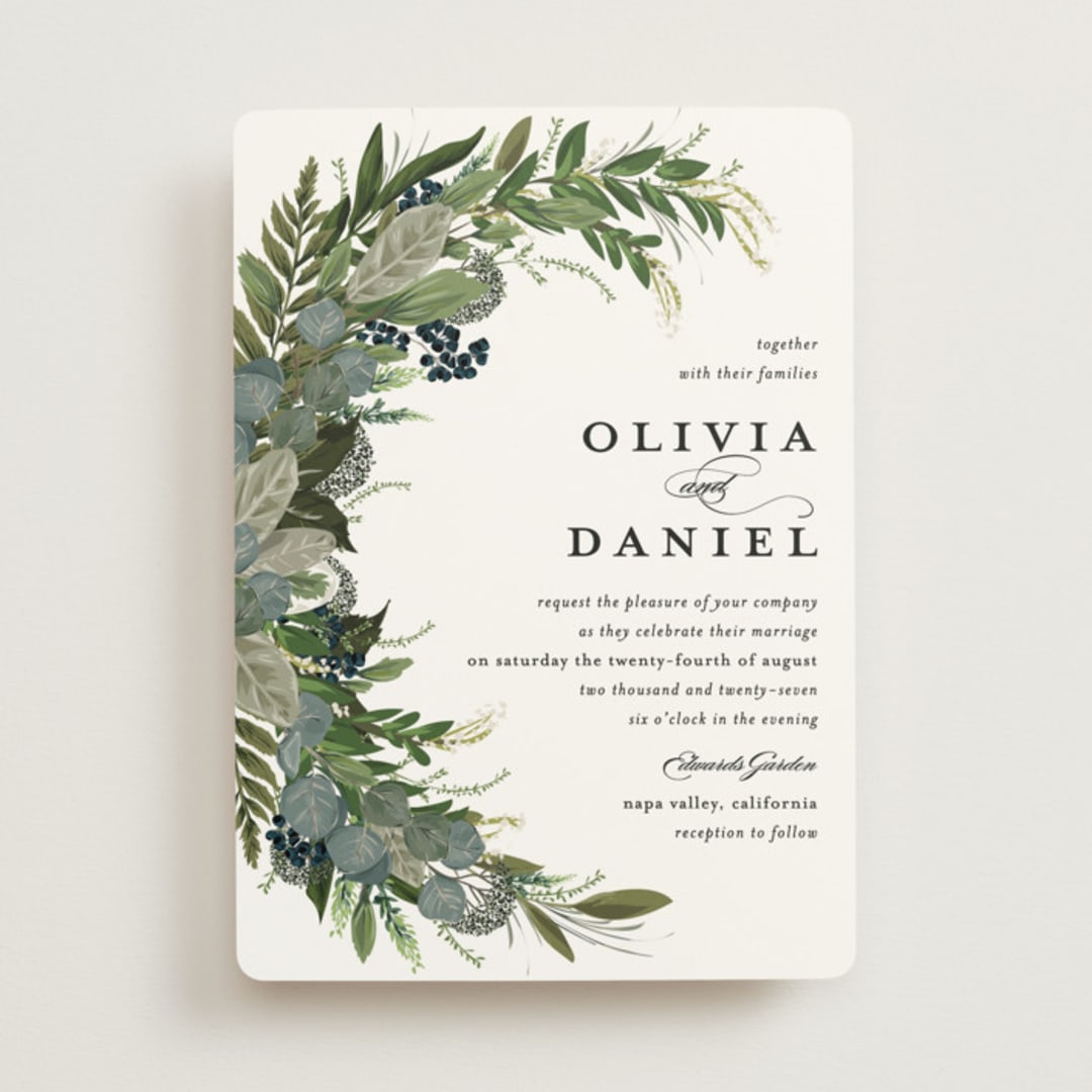 "Side Swept" - Wedding Invitations in Navy by Susan Moyal - Front