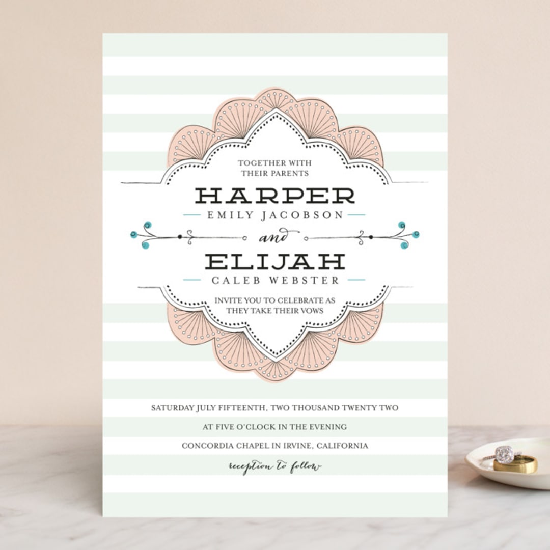 "Striped Sweet Nothings" - Wedding Invitations in Romantic by Tanya Lee of Frooted Design - Front