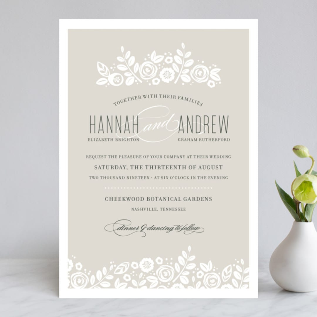 "White Shadows" - Wedding Invitations in Champagne by Jessica Williams - Front