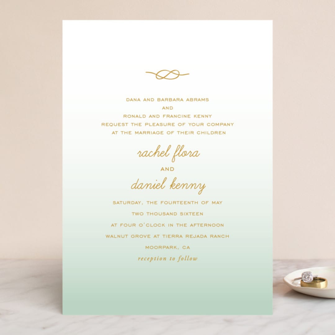 "Simple Knot" - Wedding Invitations in Mint by SimpleTe Design - Front