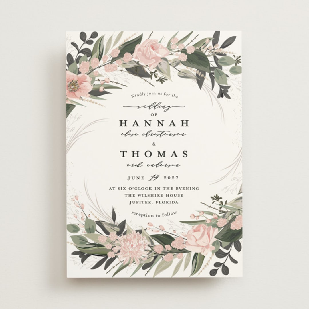 "Ivory Ring" - Wedding Invitations in Blush by Susan Moyal - Front