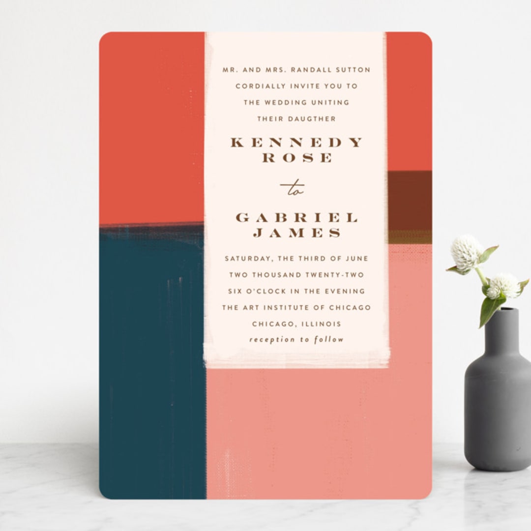 "painted colorblock" - Wedding Invitations in Poppy by Angela Marzuki - Front