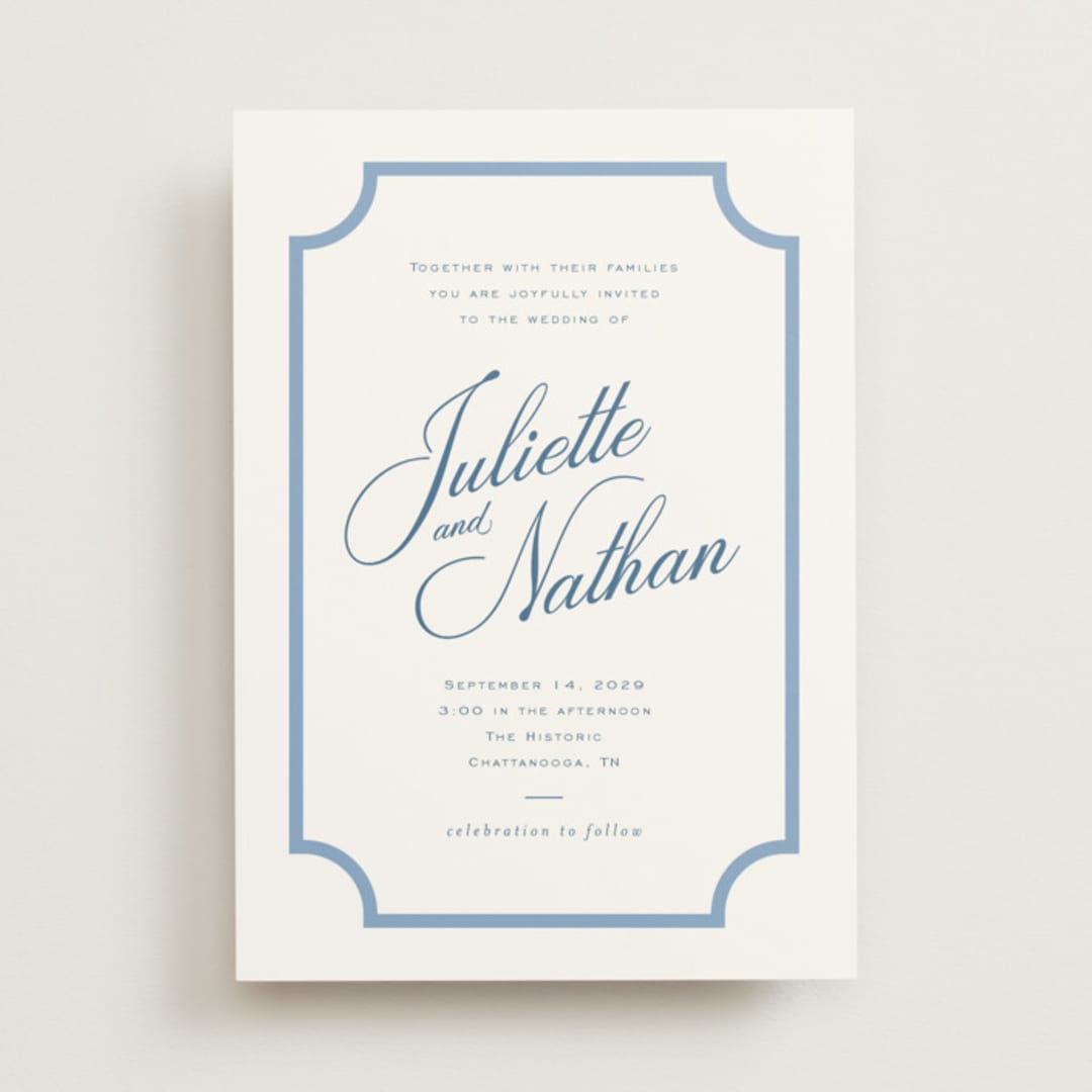 "Marenza" - Wedding Invitations in Bluebell by Jessica Williams - Front