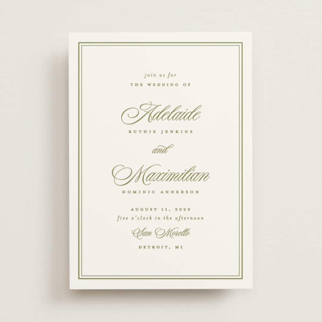 "museo" - Wedding Invitations in Olive by Ellen Schlegelmilch - Front