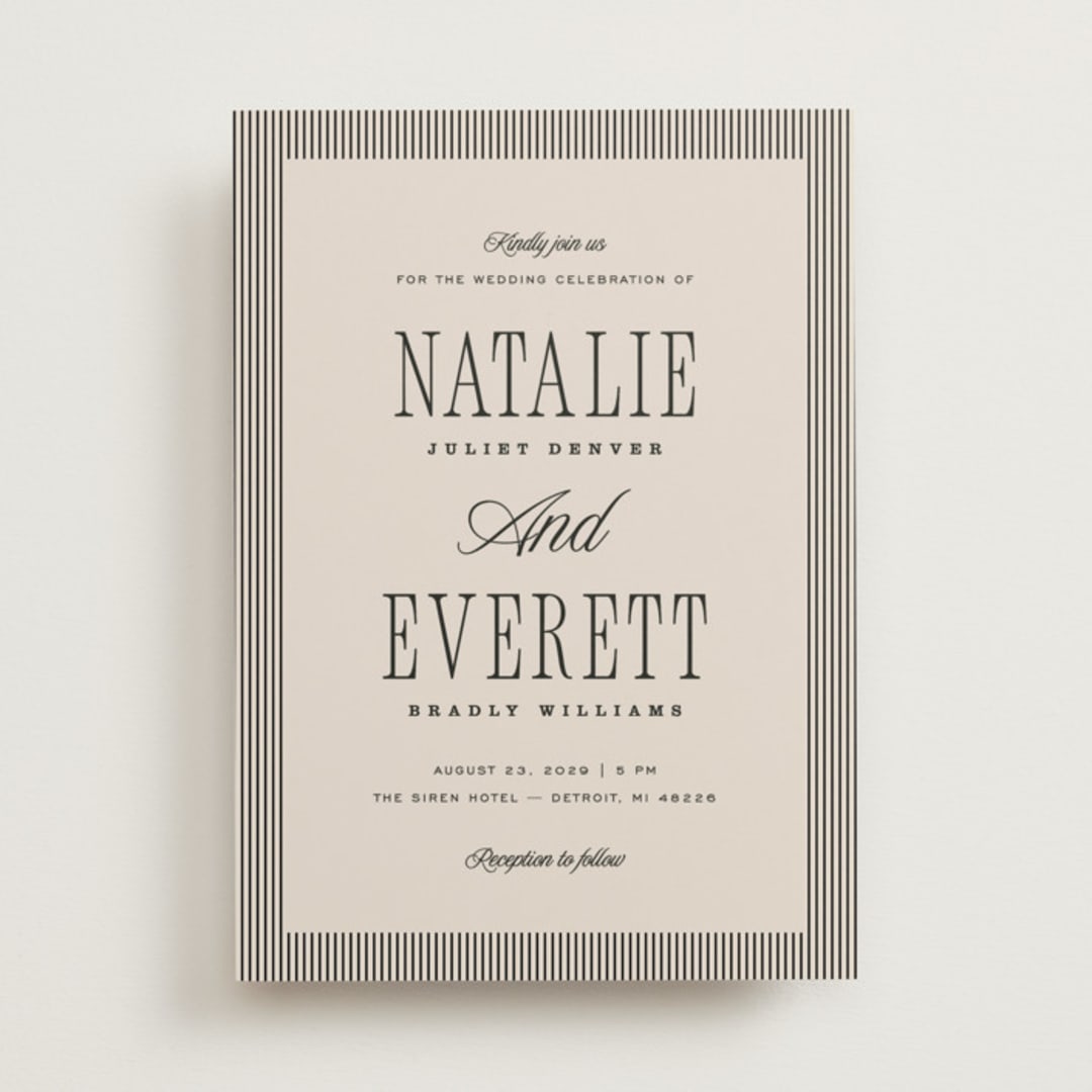 "Linea" - Wedding Invitations in Noir by Pixel and Hank - Front