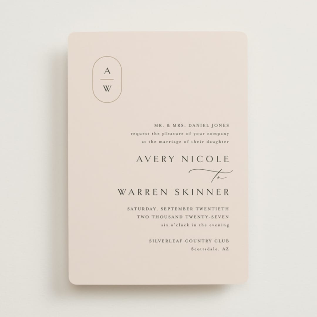 "Everlasting" - Wedding Invitations in Latte by Jennifer Postorino - Front