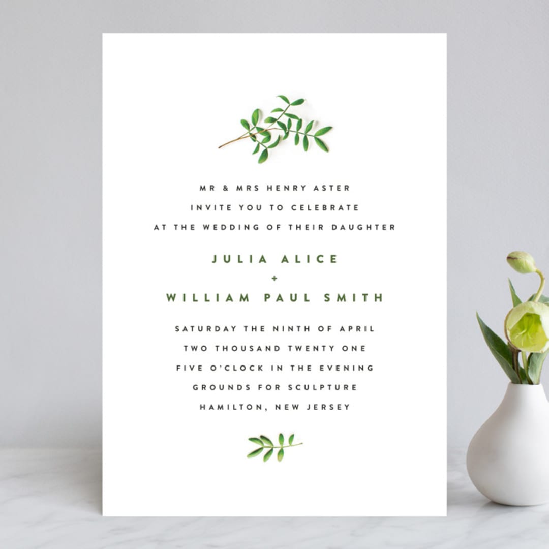 "Leaf Arc" - Wedding Invitations in Sage by Ariel Rutland - Front