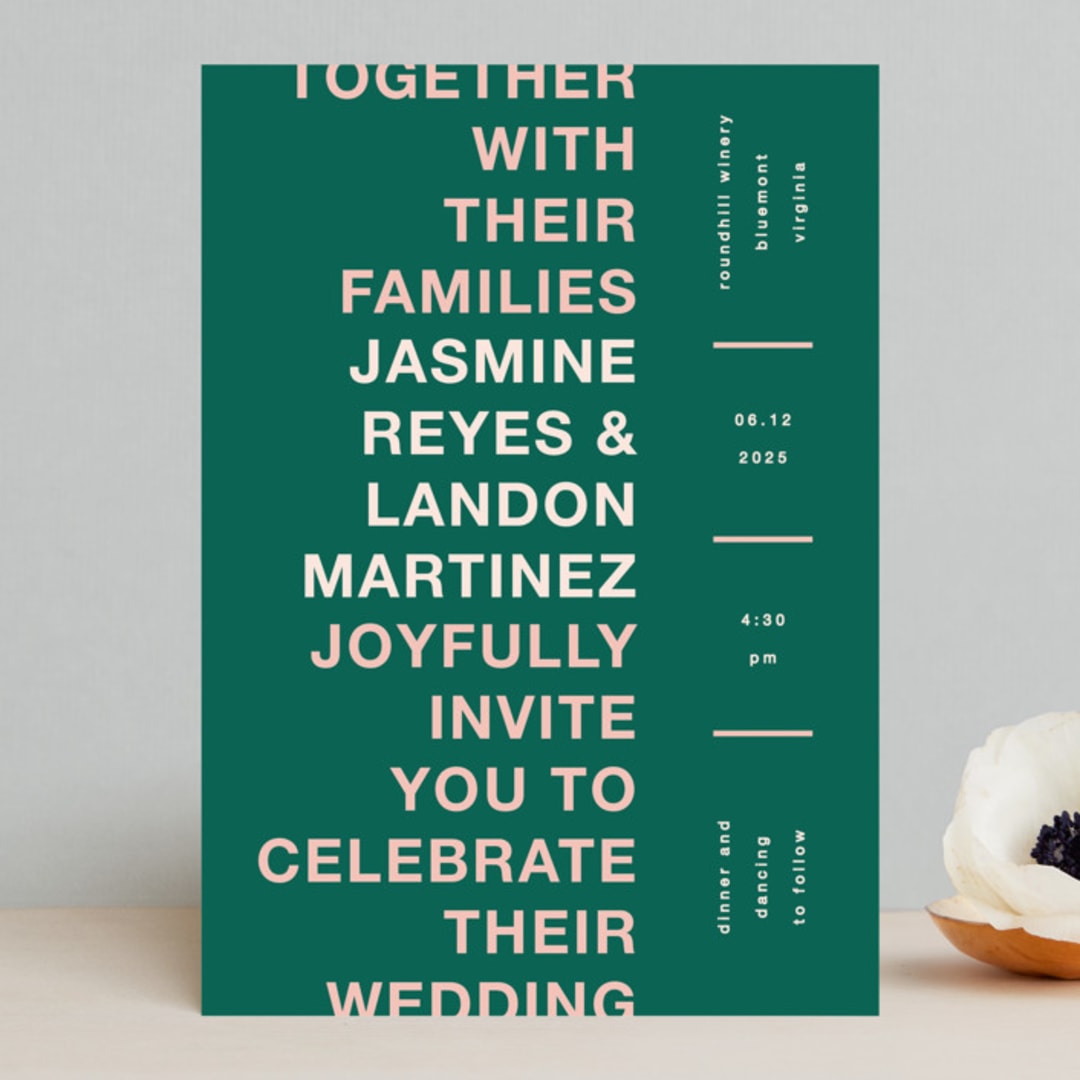 "Bold Type" - Wedding Invitations in Parrot by Owl and Toad - Front