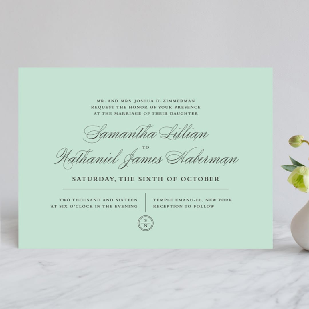 "Notable" - Wedding Invitations in Robins Egg by Olivia Raufman - Front