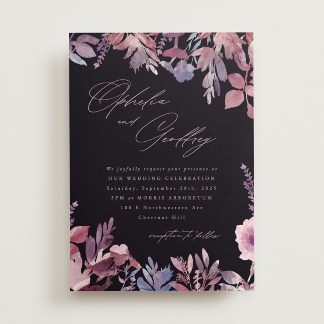 "Romantic Florals" - Wedding Invitations in Violet by Hooray Creative - Front