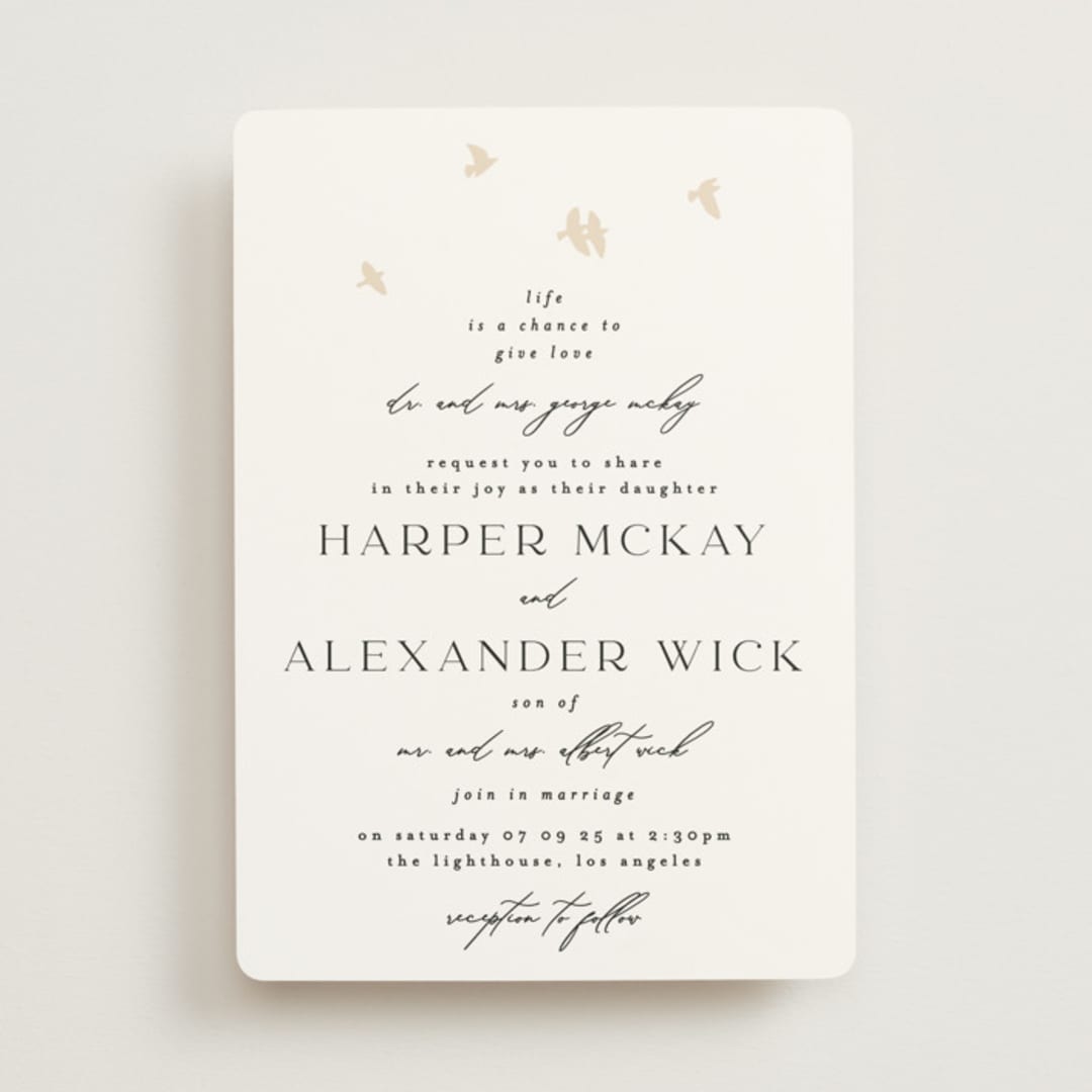 "Soar" - Wedding Invitations in Cream by Phrosné Barwood - Front