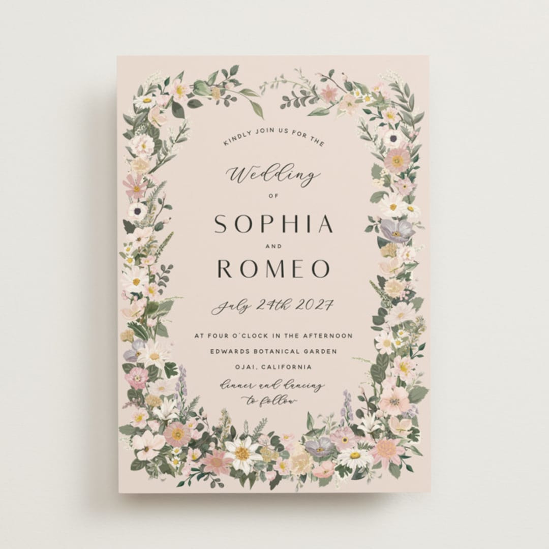 "Secret Garden" - Wedding Invitations in Blush by Susan Moyal - Front