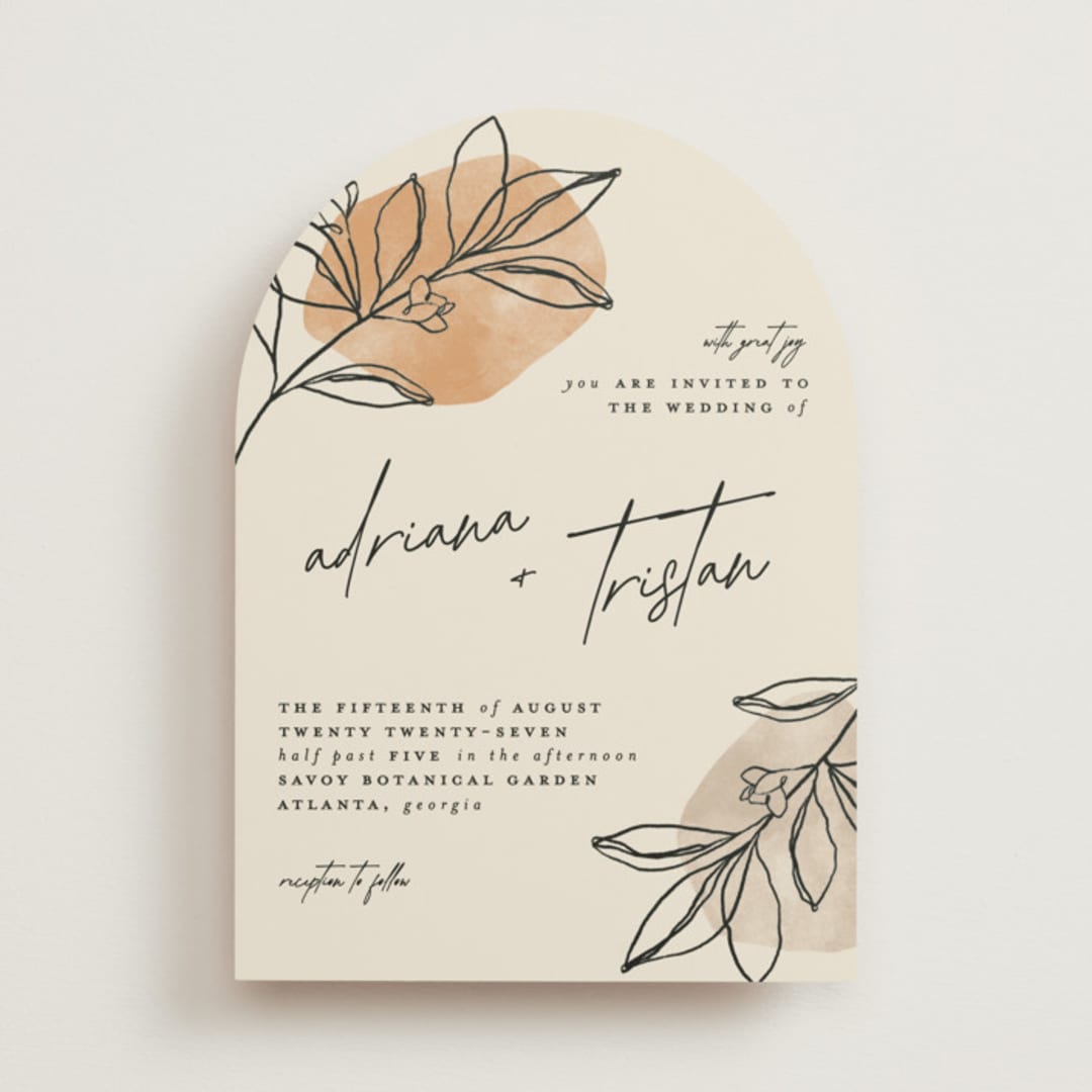"leaf contour" - Wedding Invitations in Natural by Susan Zinader - Front
