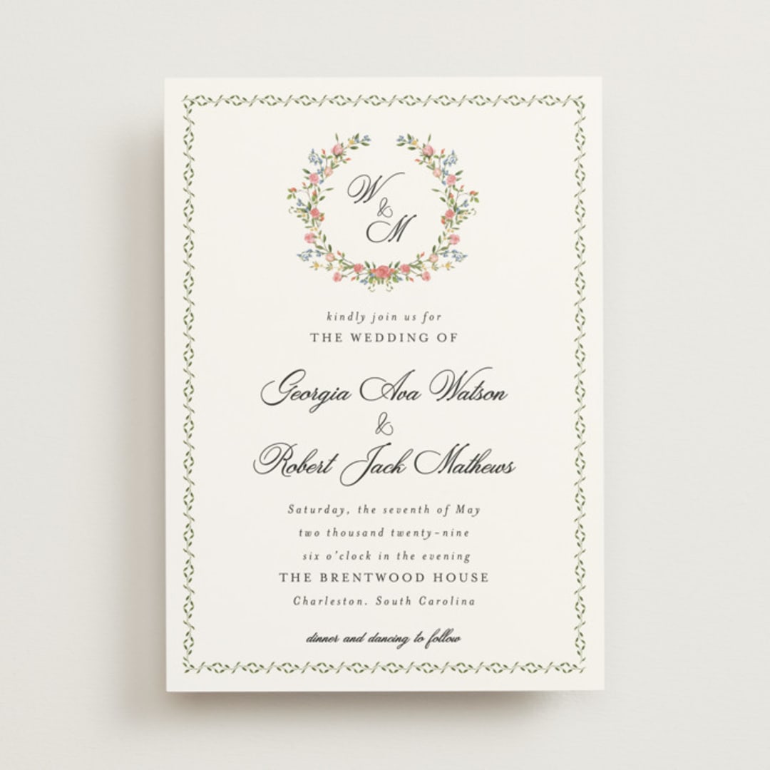 "Monogramed" - Wedding Invitations in Blush by Susan Moyal - Front