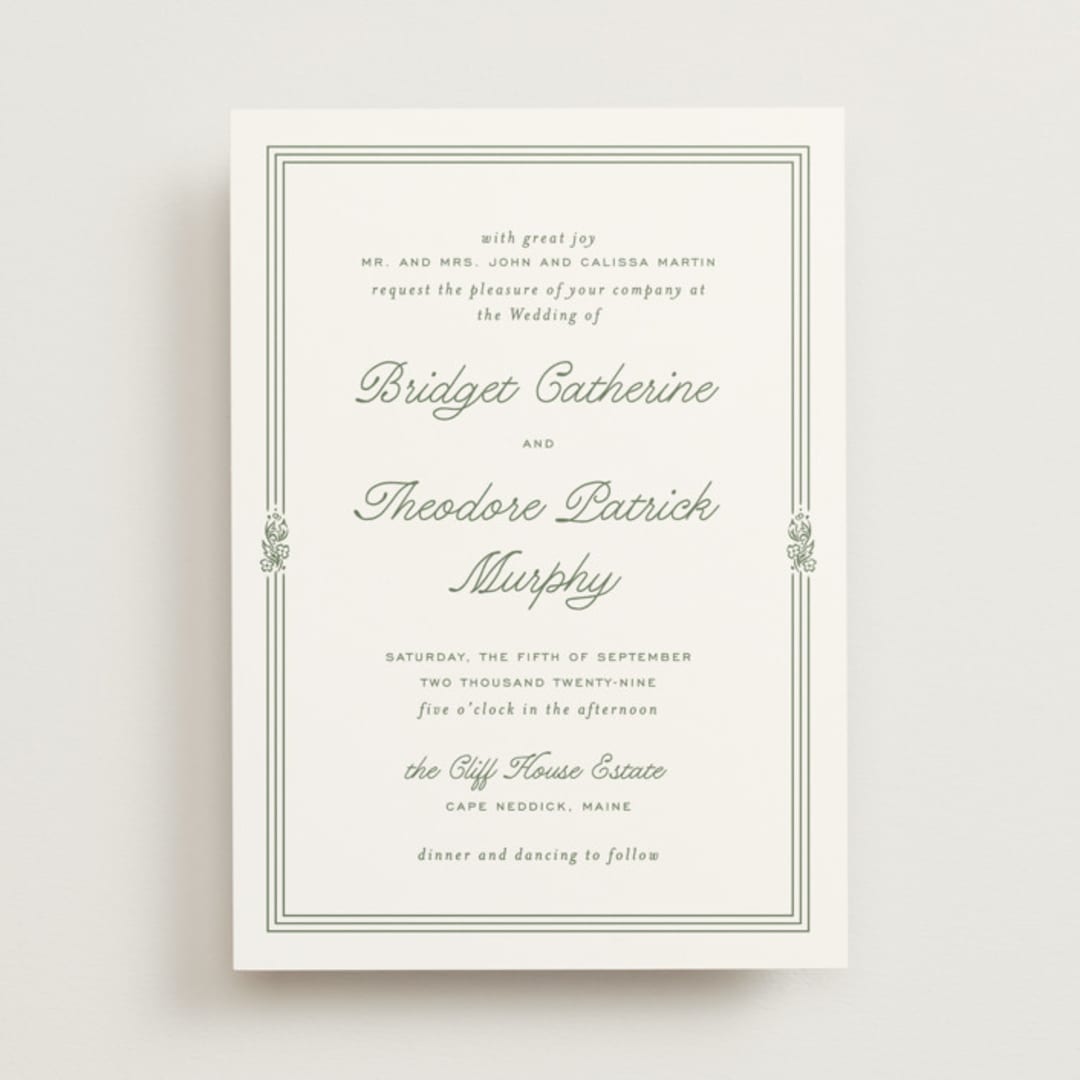 "Court" - Wedding Invitations in Leaf by Kate Ahn - Front