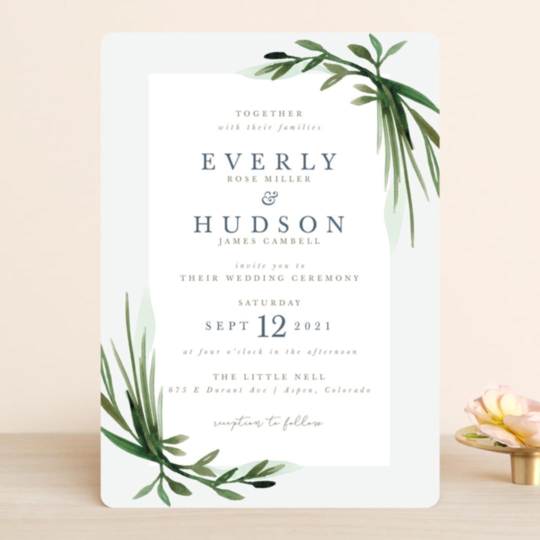 "Botanical Frame" - Wedding Invitations in Fern by Kate Ahn - Front
