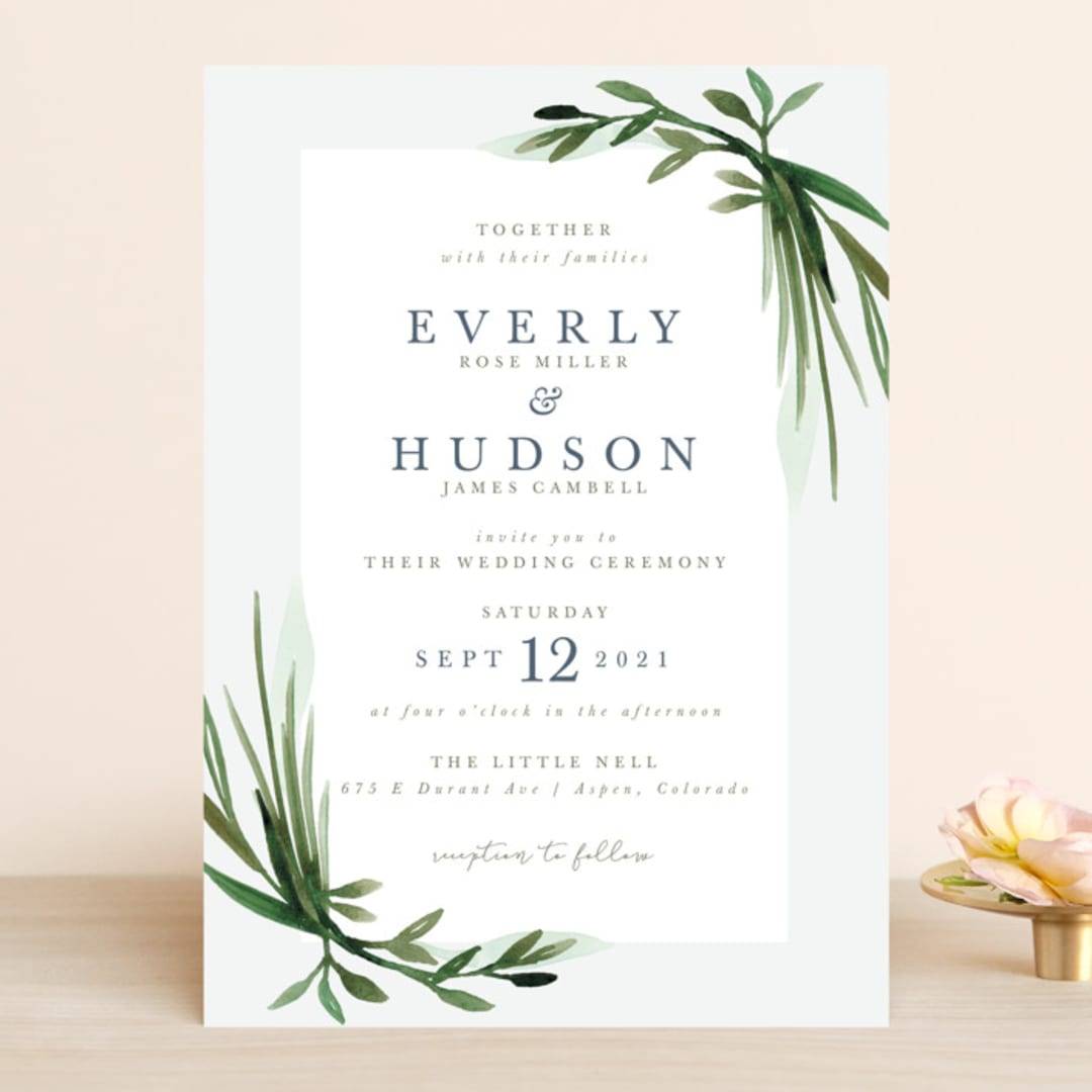 "Botanical Frame" - Wedding Invitations in Fern by Kate Ahn - Front