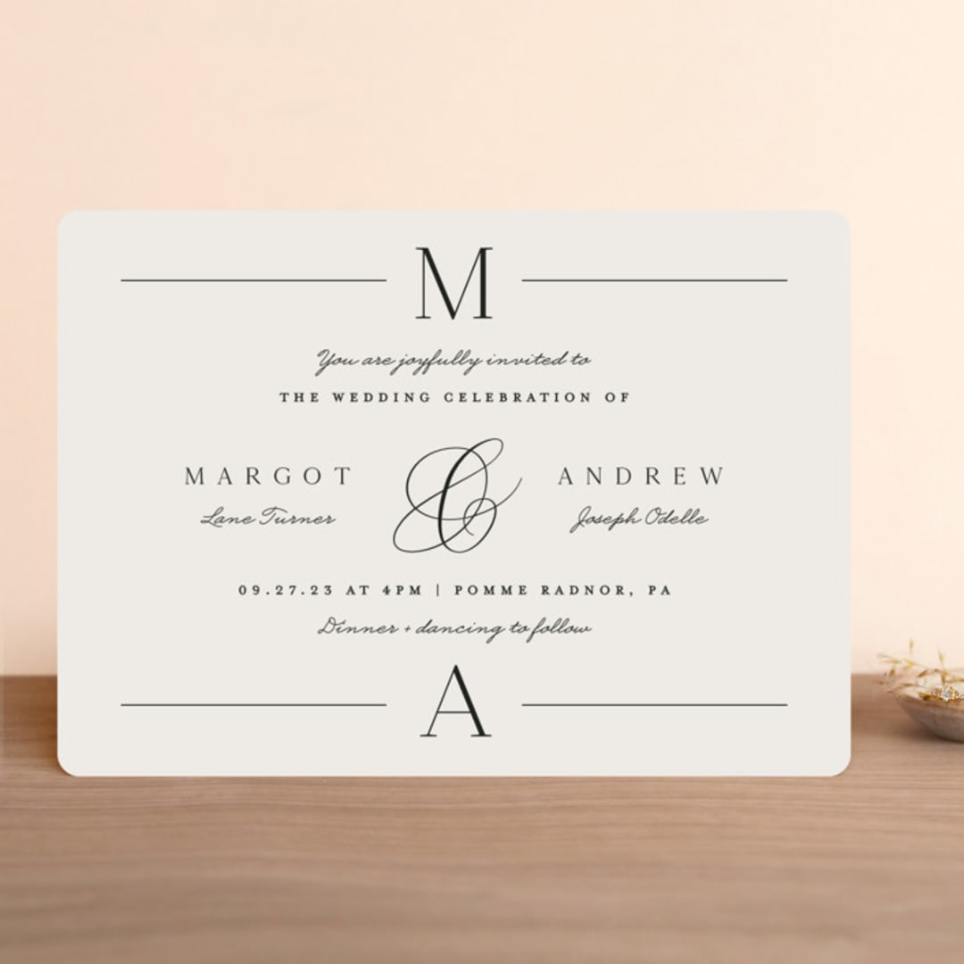 "Classic Monogram" - Wedding Invitations in Cream by Carolyn MacLaren - Front