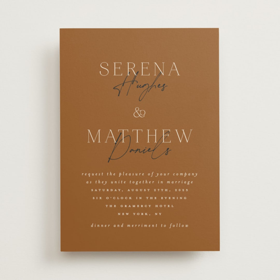 "Modern Traditionalist" - Wedding Invitations in Butterscotch by Morgan Kendall - Front