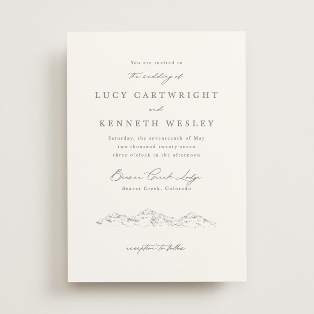 "Mountainview" - Wedding Invitations in Pewter by Sarah Brown - Front