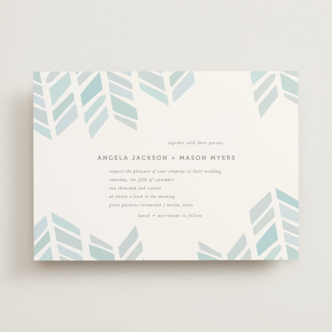 "Arrow Head" - Wedding Invitations in Sky by Erin Hodges - Front