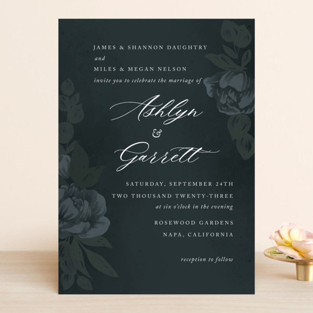 "Peaceful Garden" - Wedding Invitations in Deep Sea by Jill Means - Front