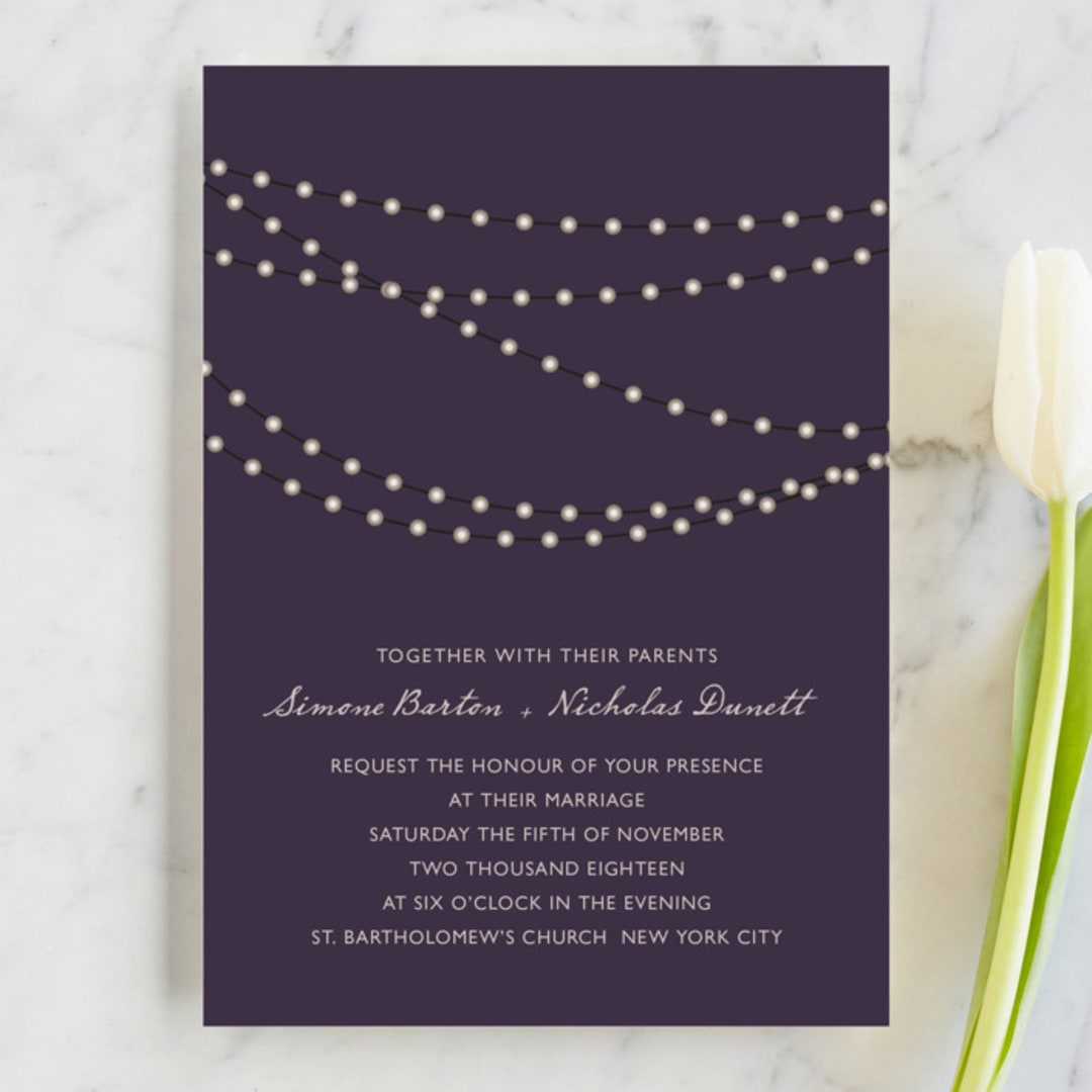 "Midnight Vineyard" - Wedding Invitations in Deep Eggplant by Design Lotus - Front