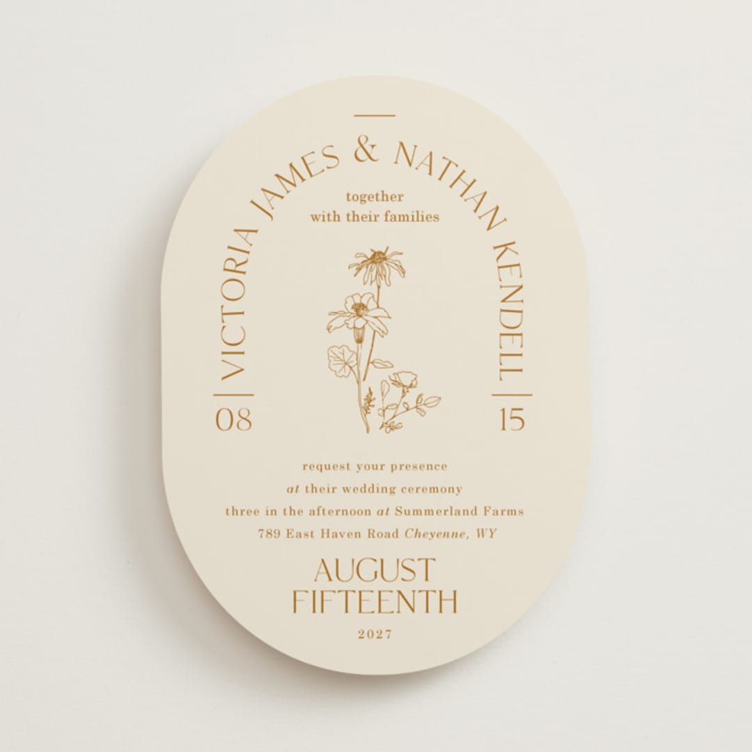 "Floral Type Arch" - Wedding Invitations in Cream by Baumbirdy - Front
