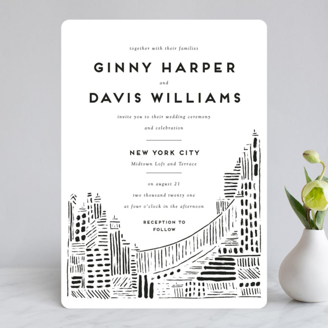 "Love In The City" - Wedding Invitations in Pearl by Shiny Penny Studio - Front
