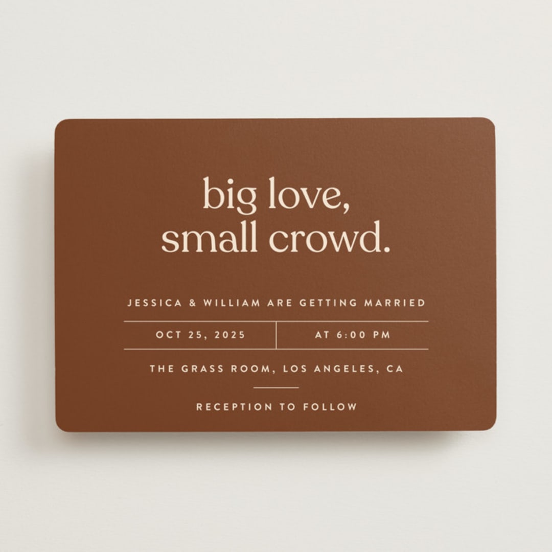 "Private Affair" - Wedding Invitations in Cinnamon by Nazia Hyder - Front