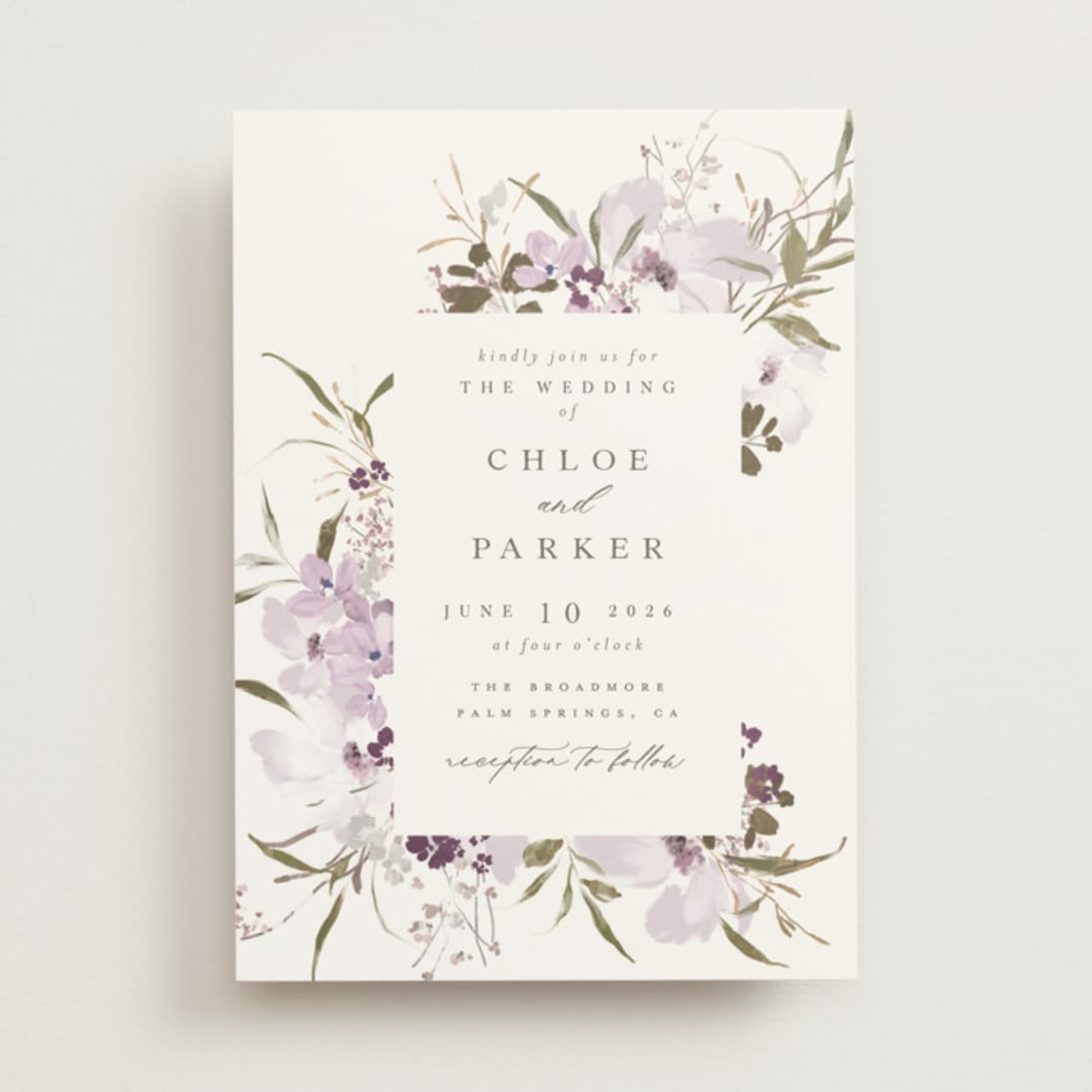 "Meadow Burst" - Wedding Invitations in Lilac by Grace Kreinbrink - Front