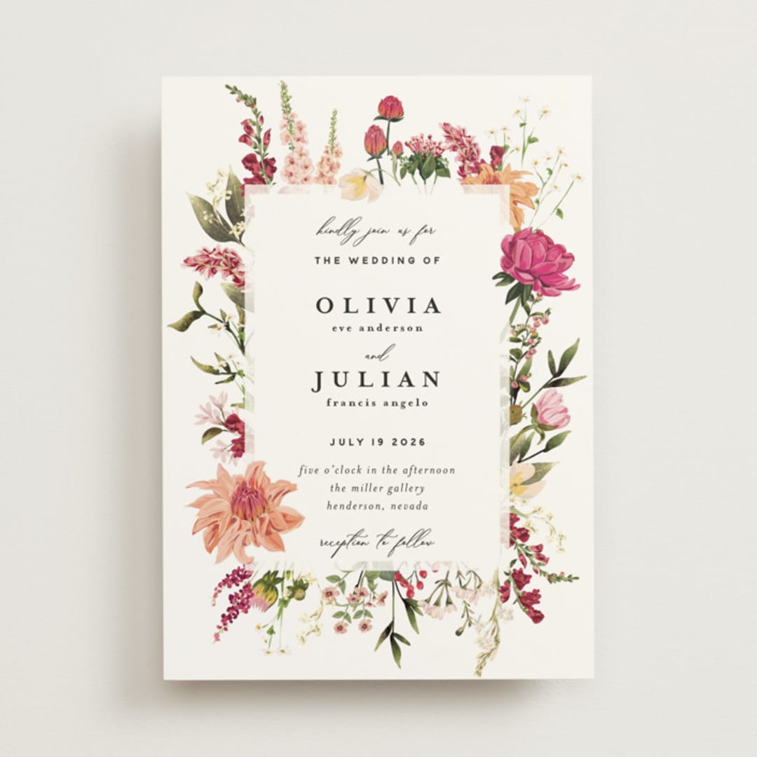 "Lush" - Wedding Invitations in Magenta by Susan Moyal - Front