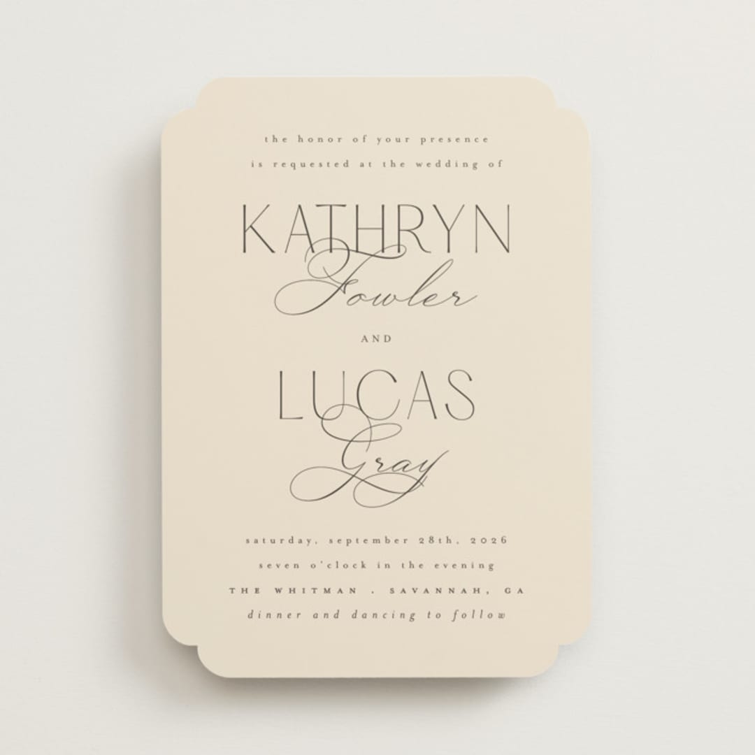 "Formal Elegance" - Wedding Invitations in Latte by Morgan Kendall - Front