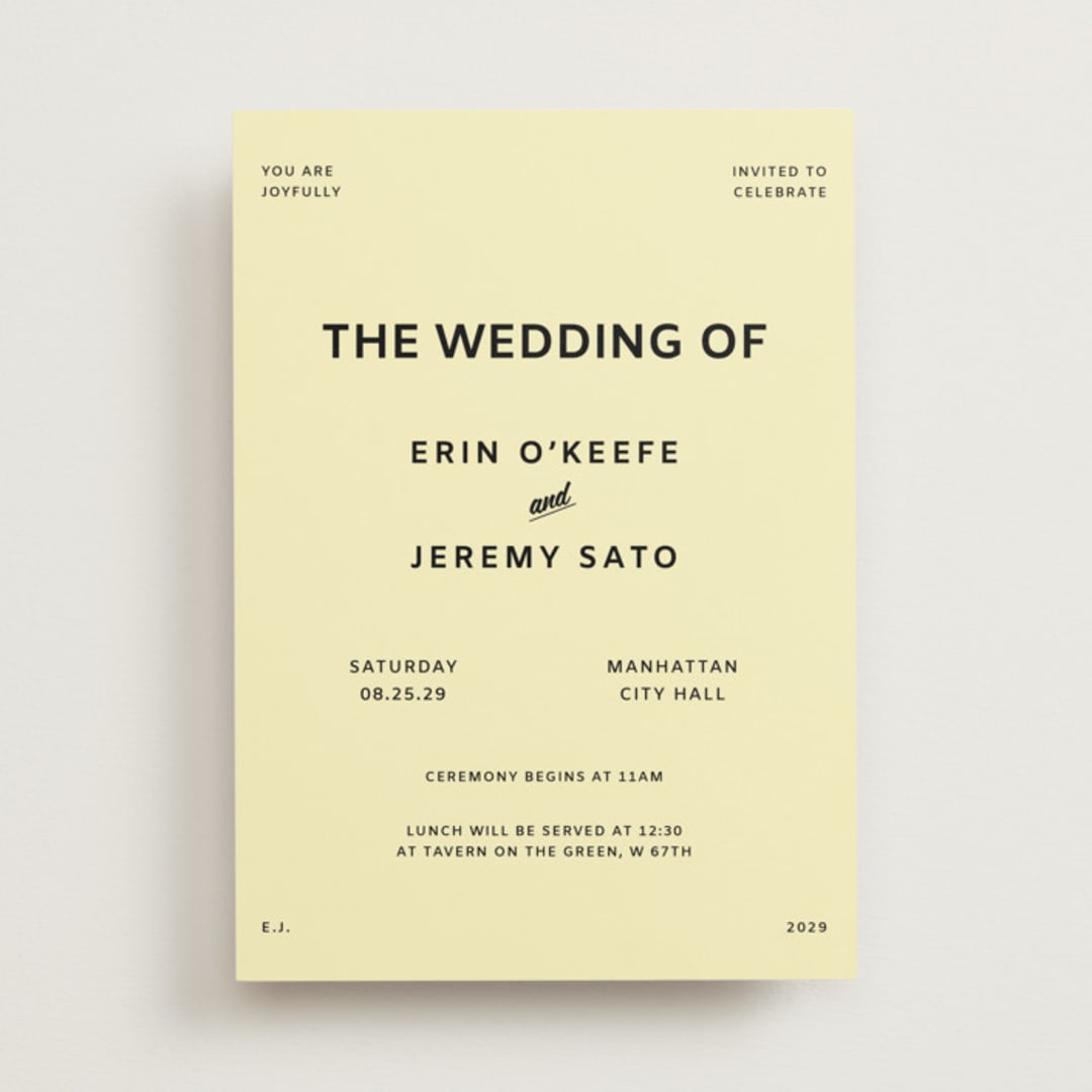 "Courthouse" - Wedding Invitations in Butter by Studio Suku - Front