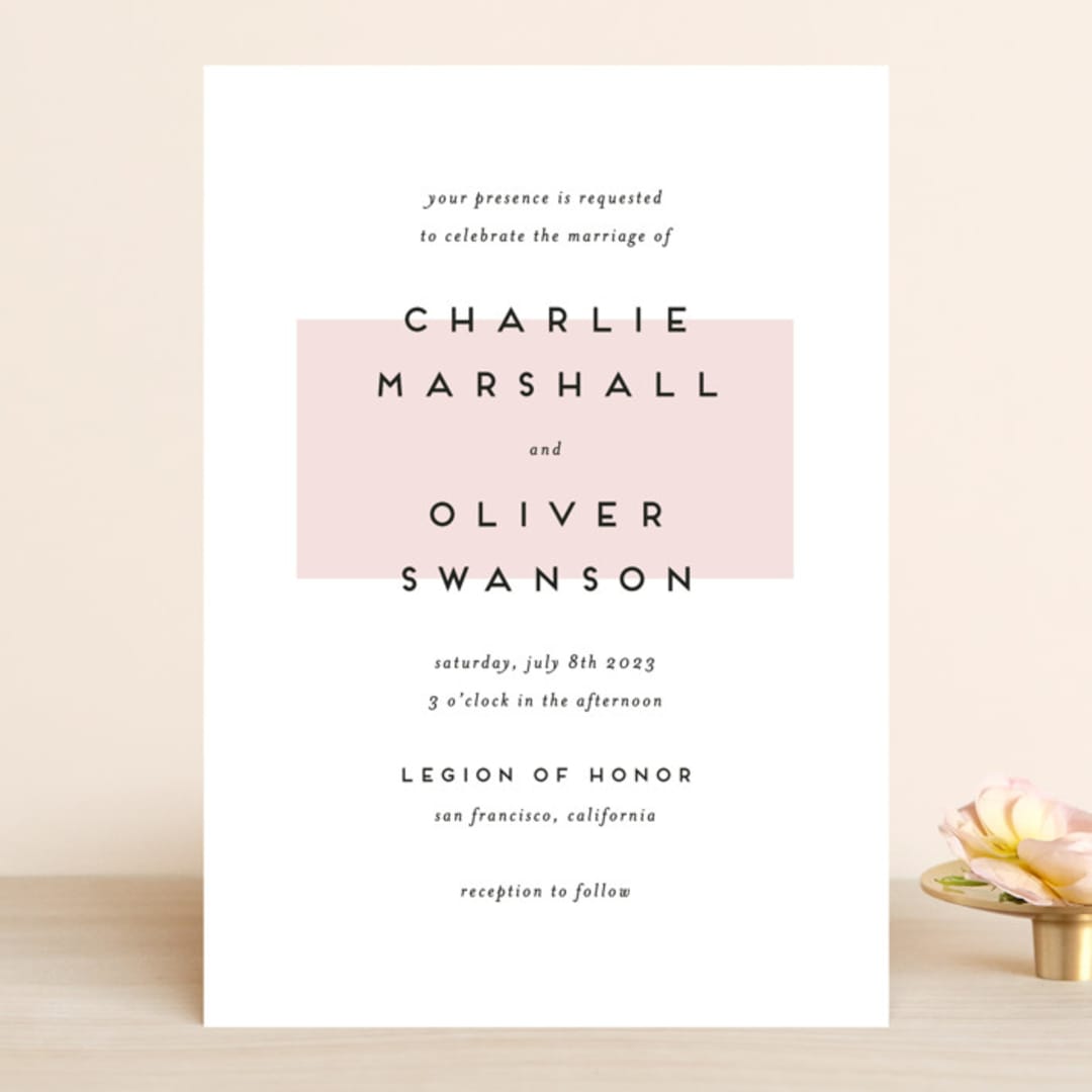 "Elementary" - Wedding Invitations in Dusty Rose by Katy Shen - Front