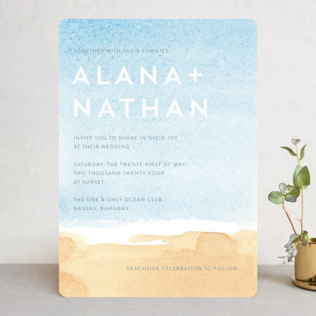 "Painted Sea" - Wedding Invitations in Sea by Laura Condouris - Front