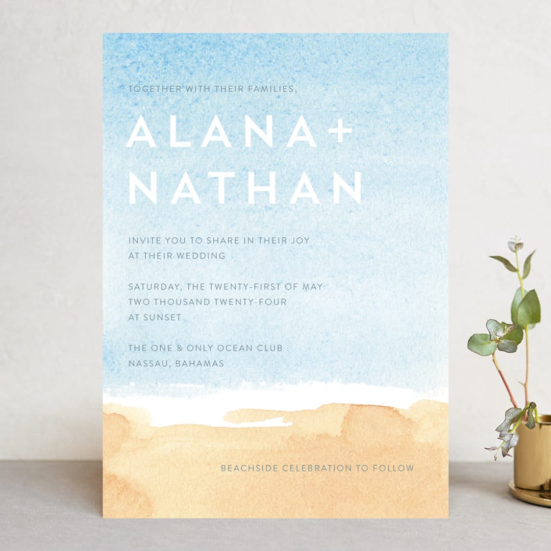 "Painted Sea" - Wedding Invitations in Sea by Laura Condouris - Front