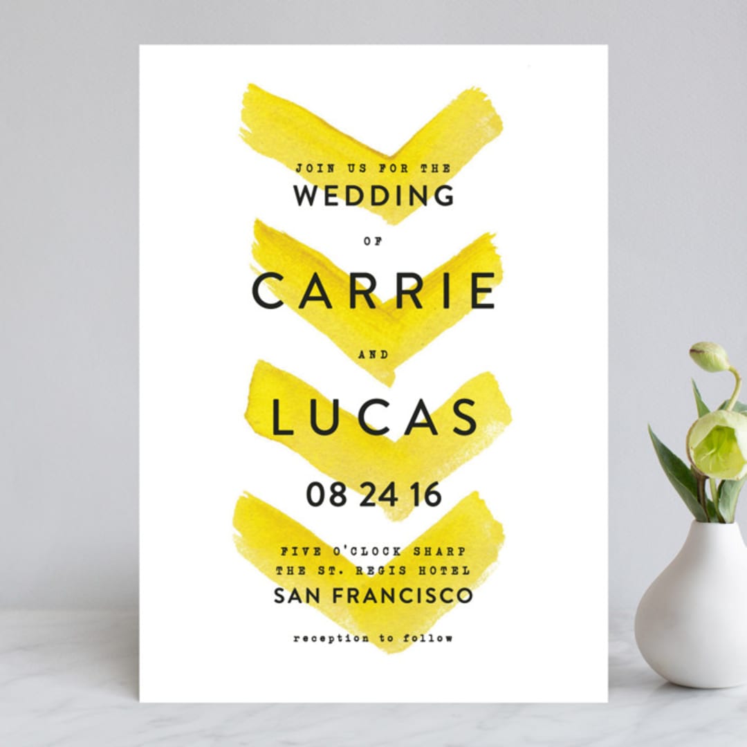 "Painted Chevrons" - Wedding Invitations in Lemon Drop by Hooray Creative - Front