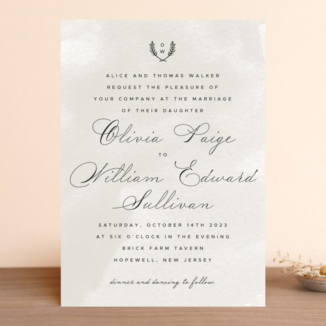 "Elegant Crest" - Wedding Invitations in Stone by Ariel Rutland - Front