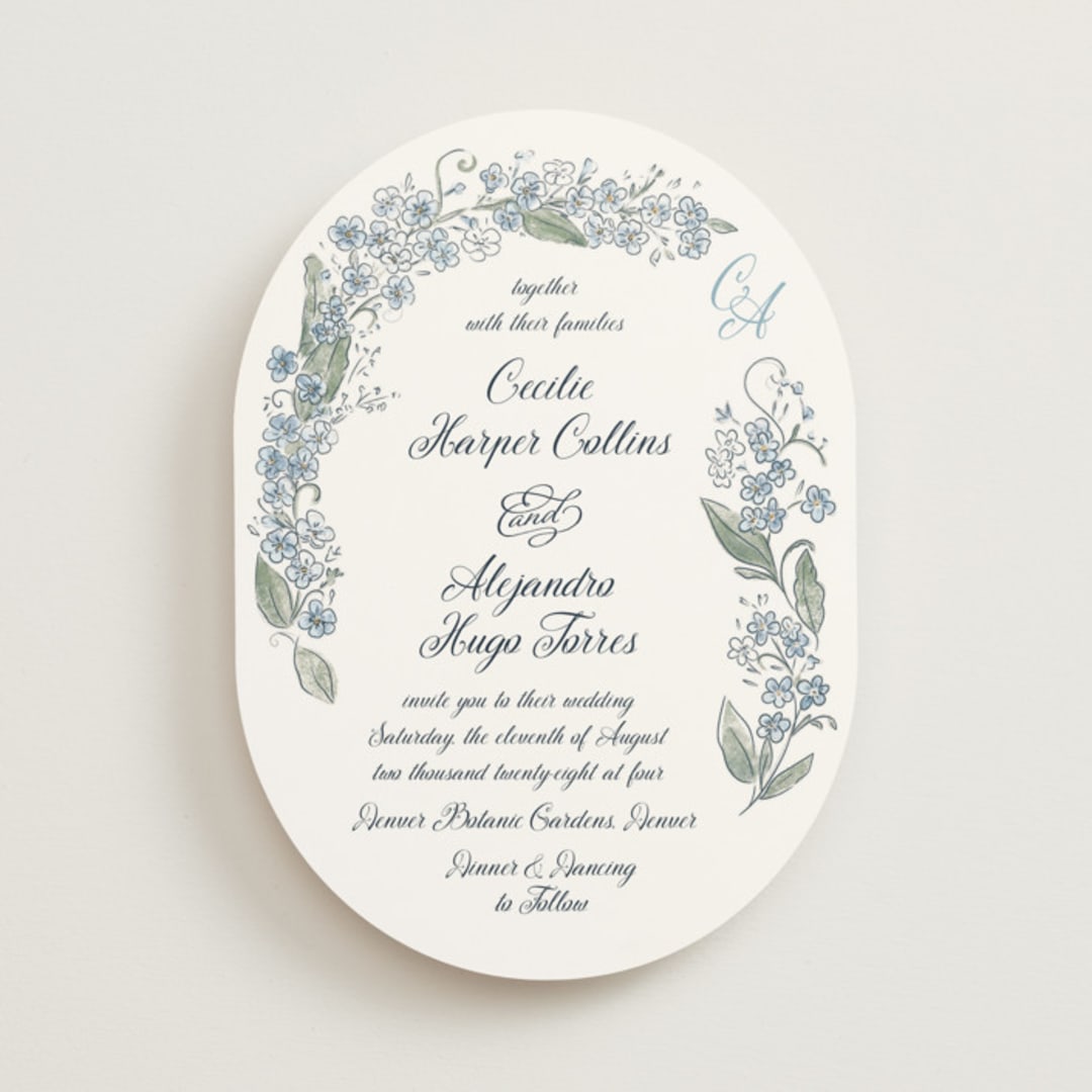 "Forget Me Nots" - Wedding Invitations in Bluebell by Jenna Holcomb - Front