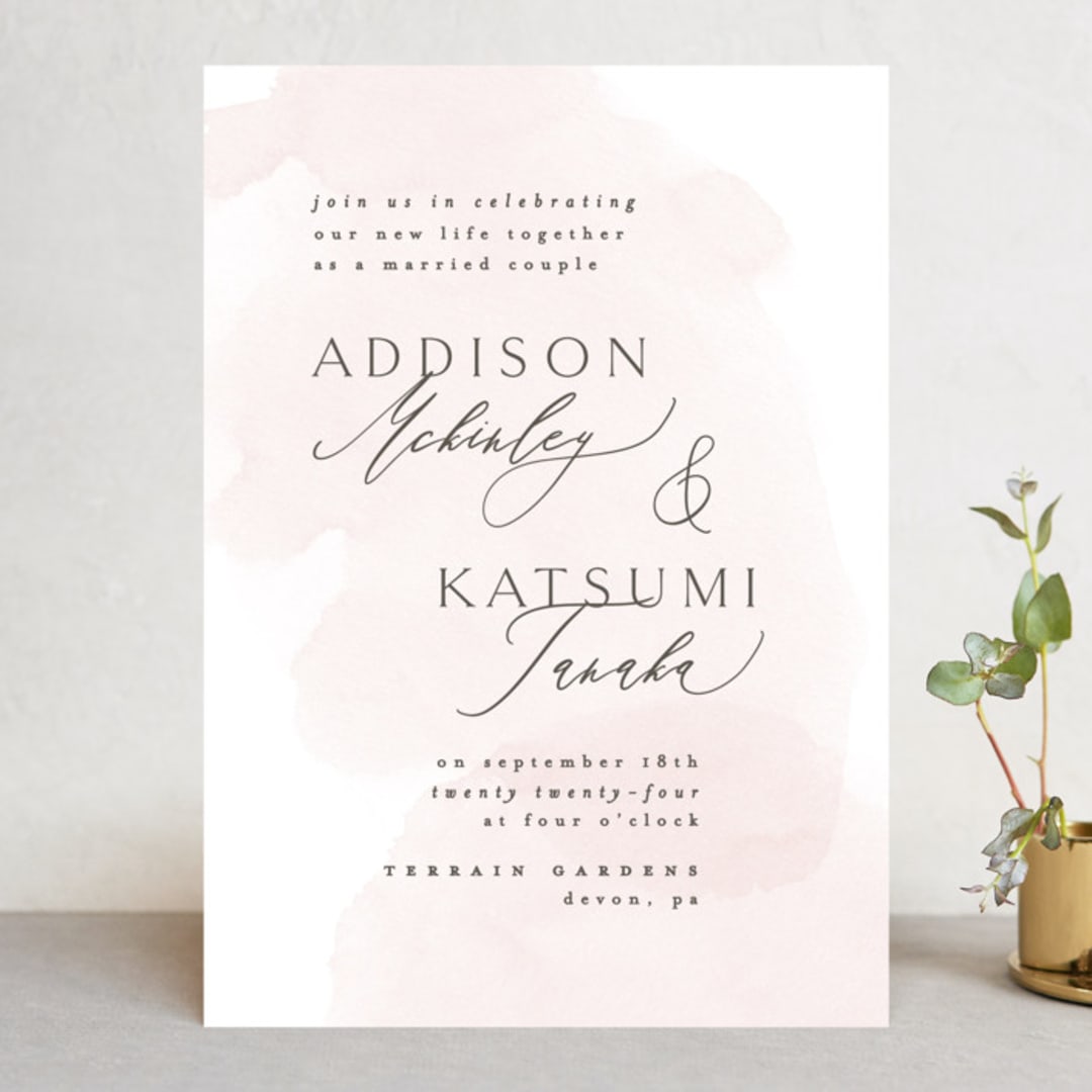 "Softly Layered" - Wedding Invitations in Blush by Everett Paper Goods - Front