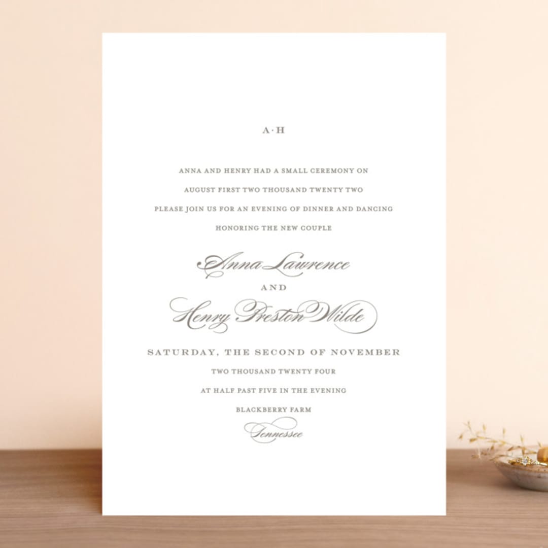 "Field" - Wedding Invitations in Ash by Megan Davis - Front