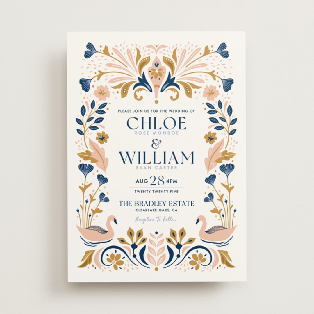 "modern folk" - Wedding Invitations in Blush by GeekInk Design - Front