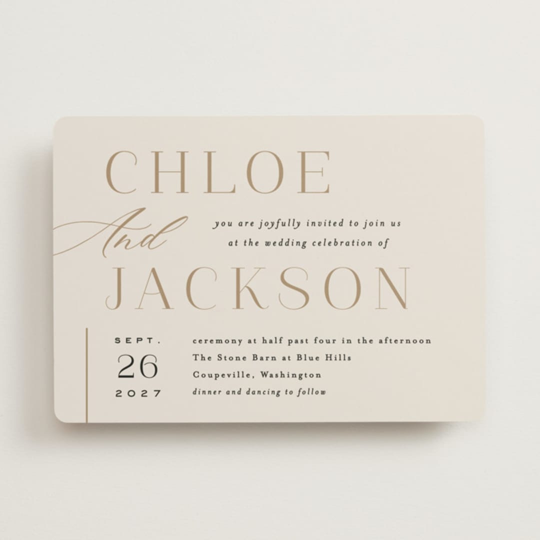 "Left Stack" - Wedding Invitations in Vanilla by Alethea and Ruth - Front